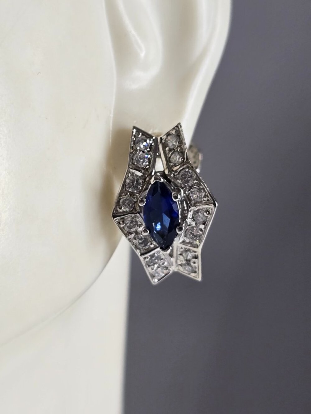 Womens Vintage Estate Sterling Silver Deco Earrings 5.1g E1979